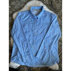 Simms Womens Button Down Long Sleeve‎ Shirt Blue Pattern Size Large  Lightweight